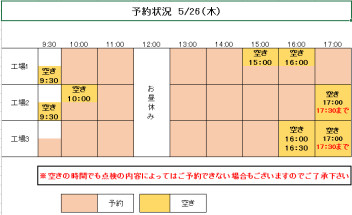 26（木）.27（金）ご予約状況